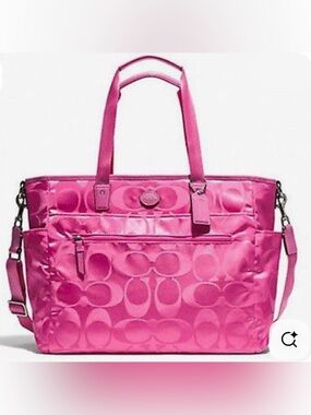 Coach Hot pink Nylon Signature Baby Diaper bag tote gym bag